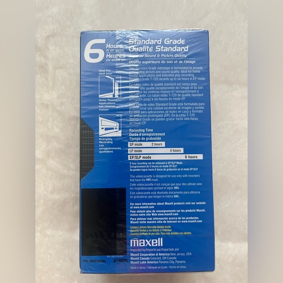 Maxell Standard Grade VHS Videocassette. Sealed 4 Pack - Picture 3 of 4